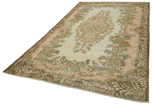 Vintage Beige Vintage Cotton Wool Handmade Area Rug 5'10'' x 9'11''