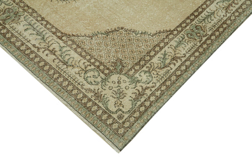 Vintage Beige Vintage Cotton Wool Handmade Area Rug 6'1'' x 9'2''