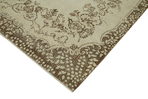 Vintage Beige Vintage Cotton Wool Handmade Area Rug 5'5'' x 9'5''