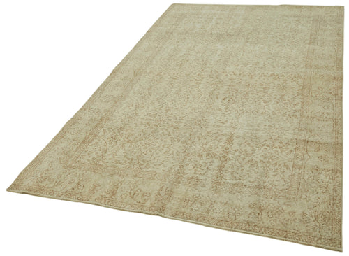 Vintage Beige Vintage Cotton Wool Handmade Area Rug 4'11'' x 8'6''