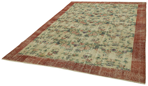 Vintage Beige Vintage Cotton Wool Handmade Area Rug 6'11'' x 9'8''