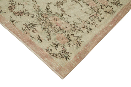 Vintage Beige Vintage Cotton Wool Handmade Area Rug 5'4'' x 8'6''