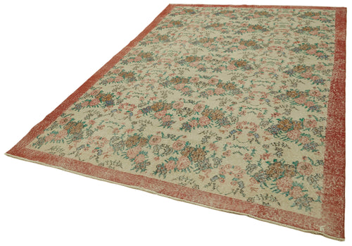 Vintage Beige Vintage Cotton Wool Handmade Area Rug 6'4'' x 9'9''