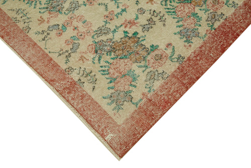 Vintage Beige Vintage Cotton Wool Handmade Area Rug 6'4'' x 9'9''