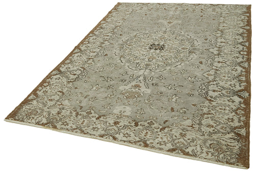 Vintage Beige Vintage Cotton Wool Handmade Area Rug 5'8'' x 8'6''