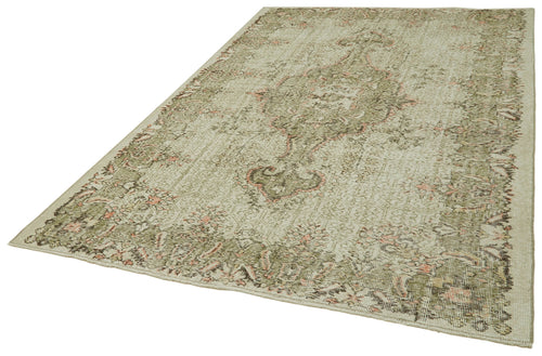 Vintage Beige Vintage Cotton Wool Handmade Area Rug 6'3'' x 9'8''