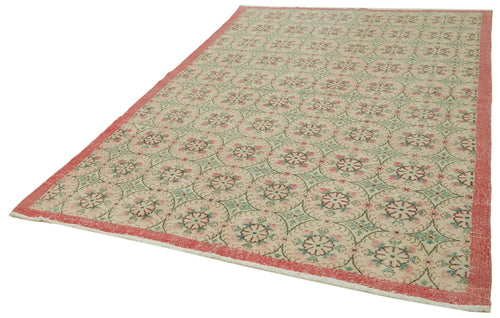 Vintage Beige Vintage Cotton Wool Handmade Area Rug 6'5'' x 9'10''