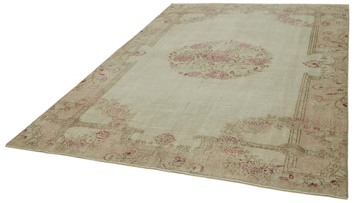 Vintage Beige Vintage Cotton Wool Handmade Area Rug 6'10'' x 9'2''