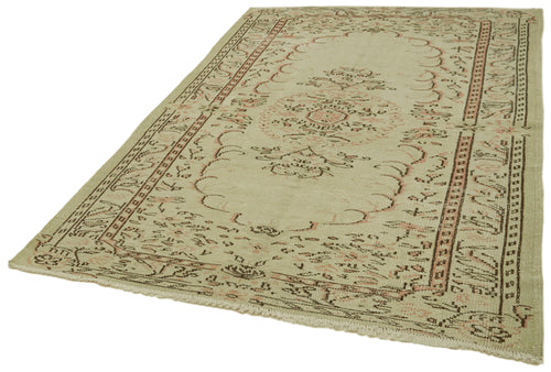 Vintage Beige Vintage Cotton Wool Handmade Area Rug 5'5'' x 7'6''