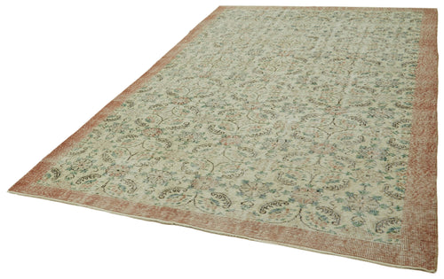 Vintage Beige Vintage Cotton Wool Handmade Area Rug 6'2'' x 9'8''