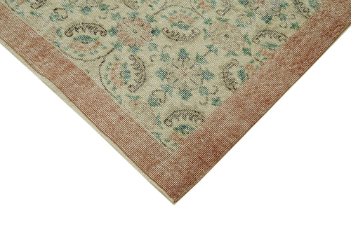 Vintage Beige Vintage Cotton Wool Handmade Area Rug 6'2'' x 9'8''