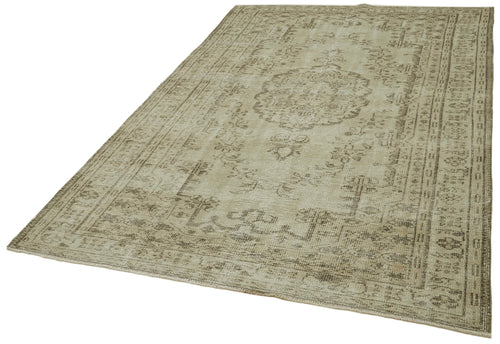 Vintage Beige Vintage Cotton Wool Handmade Area Rug 5'8'' x 8'10''