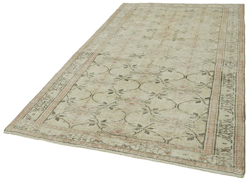 Vintage Beige Vintage Cotton Wool Handmade Area Rug 5'3'' x 8'7''