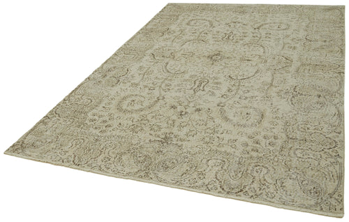 Vintage Beige Vintage Cotton Wool Handmade Area Rug 6'4'' x 9'2''