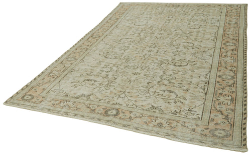 Vintage Beige Vintage Cotton Wool Handmade Area Rug 6'9'' x 10'1''