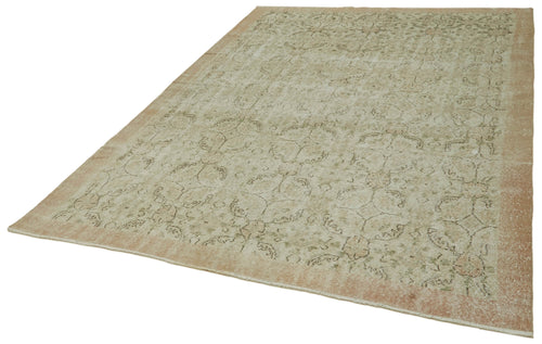 Vintage Beige Vintage Cotton Wool Handmade Area Rug 6'7'' x 10'0''