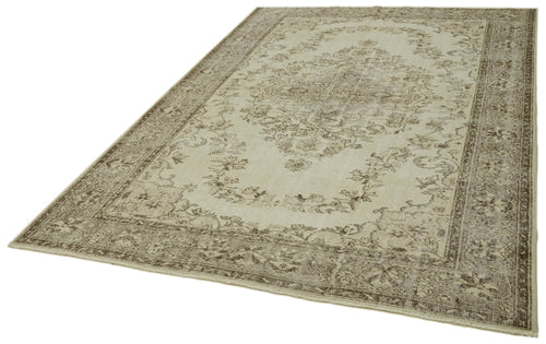 Vintage Beige Vintage Cotton Wool Handmade Area Rug 6'1'' x 9'5''