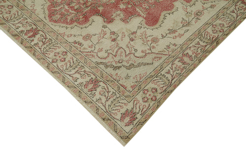 Handmade Area Rug | Vintage Cotton Rug 6'6"x10'8" – Beige Wool Carpet Classic Style