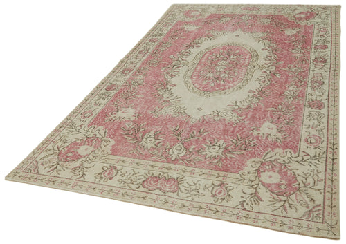 Vintage Beige Vintage Cotton Wool Handmade Area Rug 5'6'' x 10'4''