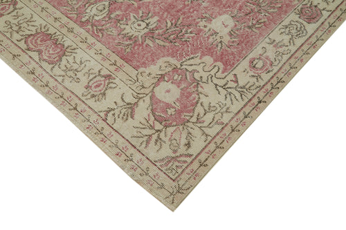 Vintage Beige Vintage Cotton Wool Handmade Area Rug 5'6'' x 10'4''