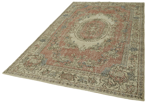 Vintage Beige Vintage Cotton Wool Handmade Area Rug 5'9'' x 9'7''