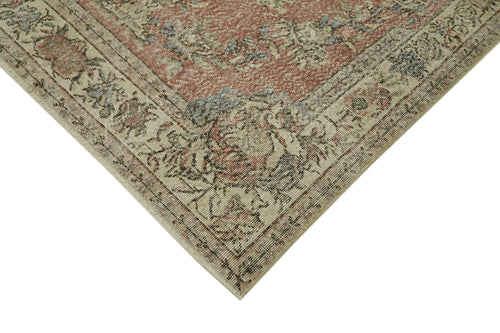 Vintage Beige Vintage Cotton Wool Handmade Area Rug 5'9'' x 9'7''