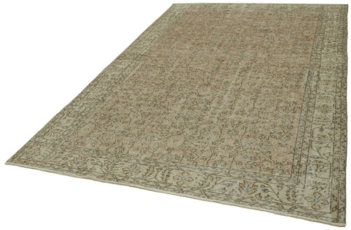 Vintage Beige Vintage Cotton Wool Handmade Area Rug 6'4'' x 10'2''