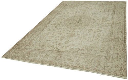 Vintage Beige Vintage Cotton Wool Handmade Area Rug 6'8'' x 10'0''