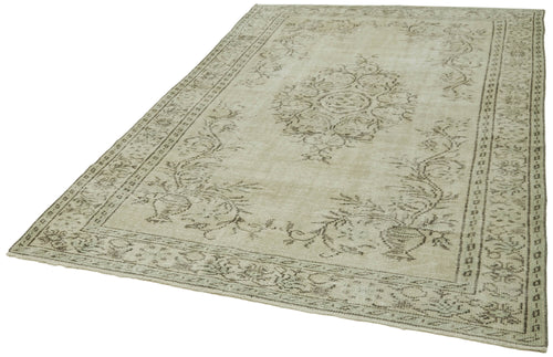 Vintage Beige Vintage Cotton Wool Handmade Area Rug 5'10'' x 9'4''