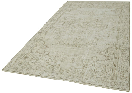 Vintage Beige Vintage Cotton Wool Handmade Area Rug 5'4'' x 9'4''
