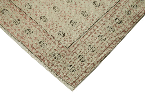 Vintage Beige Vintage Cotton Wool Handmade Area Rug 5'2'' x 8'11''