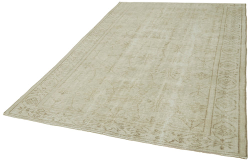 Vintage Beige Vintage Cotton Wool Handmade Area Rug 6'0'' x 8'11''