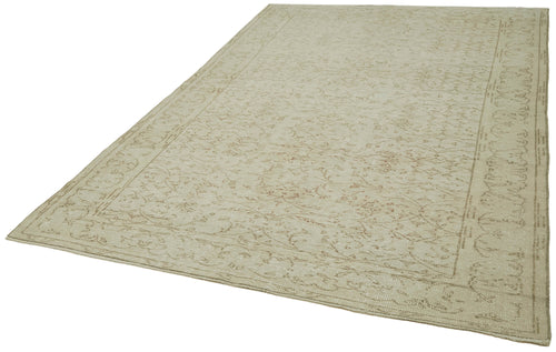 Vintage Beige Vintage Cotton Wool Handmade Area Rug 6'4'' x 9'7''