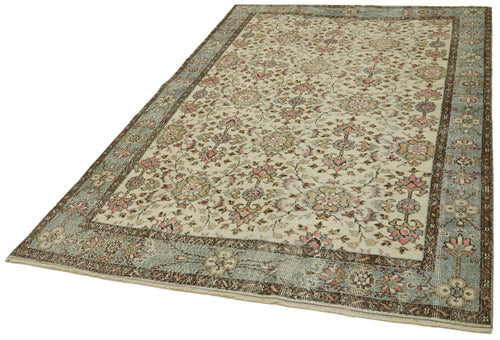 Vintage Beige Vintage Cotton Wool Handmade Area Rug 5'1'' x 8'3''