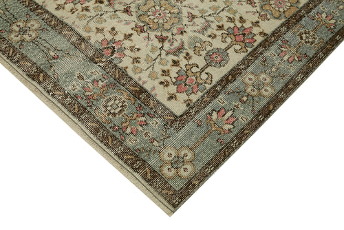 Vintage Beige Vintage Cotton Wool Handmade Area Rug 5'1'' x 8'3''