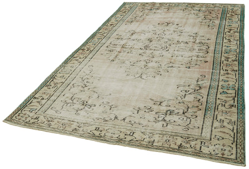 Vintage Beige Vintage Cotton Wool Handmade Area Rug 5'5'' x 9'1''