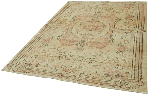 Vintage Beige Vintage Cotton Wool Handmade Area Rug 5'4'' x 8'1''