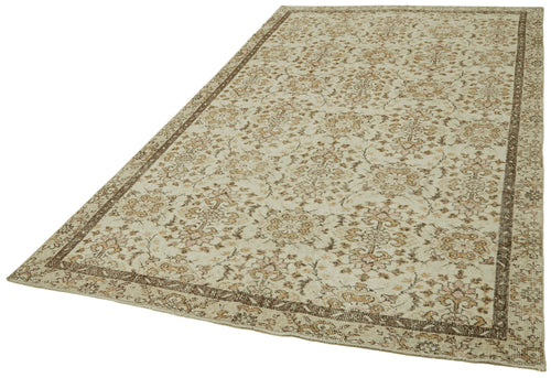 Vintage Beige Vintage Cotton Wool Handmade Area Rug 5'7'' x 9'11''