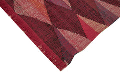 Handmade Area Rug – Red Geometric Cotton Wool Vintage Hand Woven Carpet 13'x16'1"