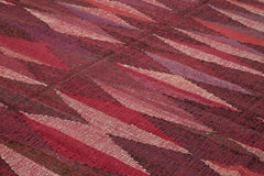Handmade Area Rug – Red Geometric Cotton Wool Vintage Hand Woven Carpet 13'x16'1"