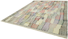 Scrap Beige Geometric Cotton Wool Handmade Area Rug 9'6'' x 12'6''
