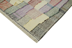 Scrap Beige Geometric Cotton Wool Handmade Area Rug 9'6'' x 12'6''