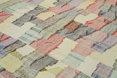 Scrap Beige Geometric Cotton Wool Handmade Area Rug 9'6'' x 12'6''