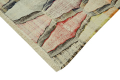 Handmade Area Rug - Beige Geometric Cotton Wool Vintage Hand Woven Carpet 8'6''x11'5''