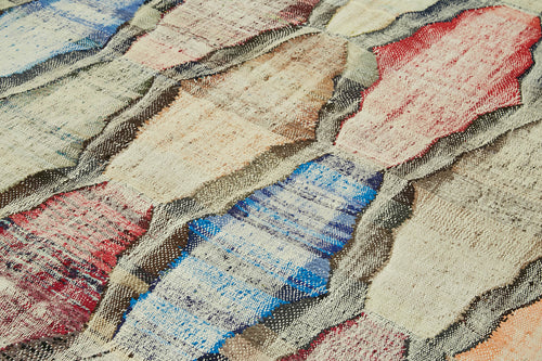 Handmade Area Rug - Beige Geometric Cotton Wool Vintage Hand Woven Carpet 8'6''x11'5''