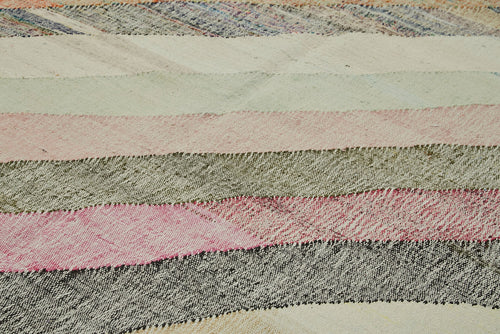 Handmade Area Rug - Geometric Cotton Wool Rug 8'2'' x 10'6'' | Vintage Neutral Beige