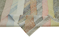 Handmade Area Rug - Geometric Cotton Wool Rug 8'2'' x 10'6'' | Vintage Neutral Beige