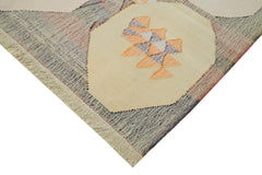 Handmade Area Rug – Geometric Beige Cotton Wool Rug, Durable Turkish Wool Carpet 8'6''x11'8''