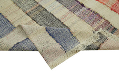 Scrap Beige Geometric Cotton Wool Handmade Area Rug 8'1'' x 10'9''