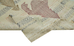 Handmade Area Rug – Beige Geometric Vintage Wool Cotton Carpet 8'4''x11'7''